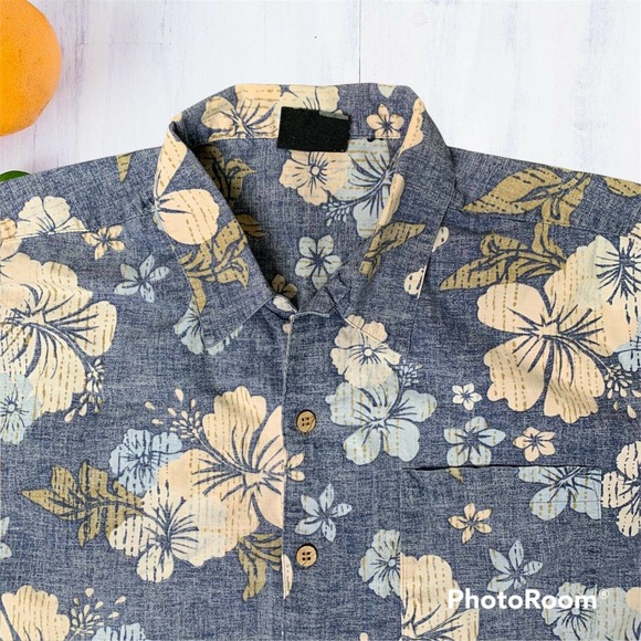 Vintage OP Ocean Pacific Mens XL Blue Hawaiian Floral Shirt Camp Surf Aloha - Picture 3 of 12